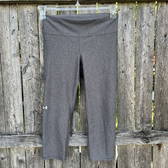 UNDER ARMOUR HeatGear Pocketed Capri Compression Training Leggings, Gray- Size M - Picture 1 of 8